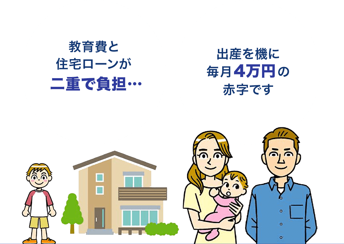 「教育費と住宅ローンが二重で負担…」「出産を機に毎月4万円の赤字です」